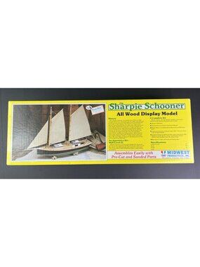 Vintage Midwest Products # 968 Sharpie Schooner Wood Boat Model Kit Build NEW